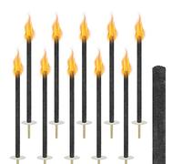 UISEBRT Torches à cire 25 pièces - Temps de combustion 100 minutes, cire naturelle Torches extérieures avec protège-mains, poignée extra-longue, pour enfants jardin randonnée nocturne