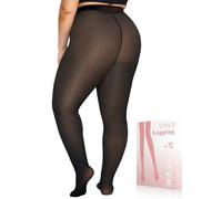 UISLII Collants doublés en polaire grande taille pour femme, collants chauds pour femmes, faux collants thermiques translucides colorés pour l'hiver., Faux collants noirs translucides, XL/XXL grande