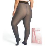 UISLII Collants doublés en polaire grande taille pour femmes, collants chauds translucides gris, taille 3XL/4XL
