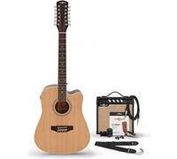 uitare Électro-Acoustique Dreadnought 12 cordes, Natural avec pack Ampli Acoustique 15 W et Accessoires