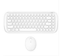 uitheshy Clavier sans Fil Office Mini réglé Autour de la Souris clé sans Fil Ronde Keycap Blanc
