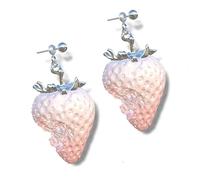 Uitndvyte Collier/boucles d'oreilles élégantes en résine en forme de fraise pour diverses occasions pour transmettre des sentiments doux et des expressions tendances. Collier/boucles d'oreilles en