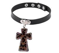 [Uitndvyte] Collier ras du cou gothique motif léopard sexy pendentif croix léopard diamant collier ras du cou bijoux chaîne réglable