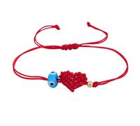 Uitndvyte Cordon rouge tressé réglable en forme de cœur et perles bleues contre le mauvais œil - Bijoux spirituels - Cordon rouge réglable, One Size, Comme décrit