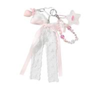 Uitndvyte Porte-clés étoile avec support photo en acrylique et ruban décoratif pour sac à dos, sac à main, porte-clés en corde tressée avec breloque étoile, b
