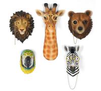 UITWMKTG Lot de 5 sculptures murales en forme de tête d'animal coloré - Décoration murale 3D pour maison, chambre à coucher, salon