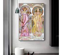 Uiujiij Bricolage Peinture Pour Adultes Alphonse Mucha Célèbre Peinture Peinture Par Numéro Kit Sur Toile Pour Débutants