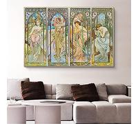 Uiujiij Kits De Peinture Bricolage Par Numéros Pour Adultes Alphonse Mucha Les Temps Du Jour Peintures Par Numéros Kits Sur Toile