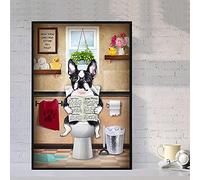 Uiujiij Peinture De Bricolage Pour Adultes Bouledogue Français Sur Les Toilettes En Lisant Le Journal Kit De Peinture Par Numéro Sur Toile Pour Débutants 40 * 50Cm
