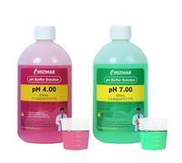 UIUZMAR Kit de Solution D'étalonnage pH, Solution Tampon Pré-mélangée pH 4.00/7.00 (500ml Chaque), avec Contenant (30ml*2) pour pH Mètre, Testeur pH, Moniteur pH, Sonde pH