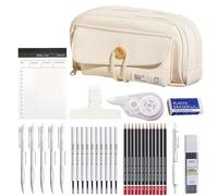 UIVXXUD Trousse à crayons de style simple en corde de coton - Grande capacité - Trousse à crayons multicouche en tissu esthétique minimaliste avec fermeture éclair, trousse durable et écologique