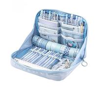UIVXXUD Trousse à Crayons esthétique Kawaii - Grande capacité en Toile, Bleu, Tous Les Jours