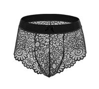 UIWFJEH Jockstrap d’entraînement Culotte De Soutien-Gorge en Dentelle Érotique Gay Sexy pour Hommes,Slip Noir,3XL