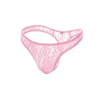 UIWFJEH sous-vêtements Gays Pantalon Triangle Sexy en Dentelle Taille Basse pour Hommes String Gay Érotique Transparent Slip Gay,Rose,4XL