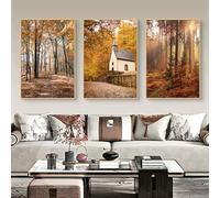 Uixxducc Lot de 3 posters - Tableaux muraux modernes - Feuille d'érable d'automne - Images de paysage - Poster et impressions d'art - Décoration murale pour salon et chambre à coucher - Sans cadre