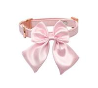 UIYIHIF Collier pour chien avec nœud, couleur rose soie avec boucle en métal doré, réglable et durable, collier de mariage pour chiens de petite et moyenne taille