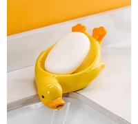 UIYIHIF Porte-savon de douche en céramique avec auto-drainant en forme de canard mignon pour douche, salle de bain, baignoire, évier de cuisine