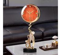 UIYOHSADG Horloge De Bureau Décorative Silencieuse en Forme D'éléphant, Horloge De Cheminée Moderne en Métal pour Salon, Entrée, Bureau, Café,Orange