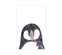 UIYTYBGAG Impression sur toile de peinture à l'aquarelle de pingouin qui se brosse, décoration de chambre à coucher, cadeau 60 x 90 cm