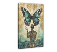UIYTYBGAG Impression sur toile représentant un papillon et une statue - Métamorphose - 50 x 75 cm