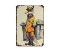UIYTYBGAG Panneau en métal vintage British Fox « Taking Out The Trash » pour pub, club, café, bar, maison, décoration murale rétro, 20 x 30 cm