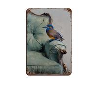 UIYTYBGAG Poster en métal avec oiseau sur fauteuil vintage pour pub, club, café, bar, maison - 20 x 30 cm