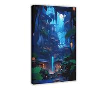 UIYTYBGAG Poster sur toile futuriste Cyberpunk Cave City Décoration de chambre à coucher Paysage Cadeau 60 x 90 cm