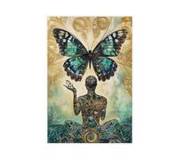 UIYTYBGAG Poster sur toile représentant un papillon et une statue en métamorphose, décoration de chambre à coucher, cadeau de 50 x 75 cm