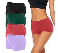 Uizuooy Lot de 4 Boxer Femme Shorts Caleçons Femmes Sport Seamless Culottes Femme en Microfibre Stretch UN3-2XL_3XL-4