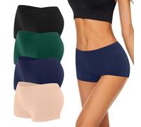 Uizuooy Lot de 4 Boxer Femme Shorts Caleçons Femmes Sport Seamless Culottes Femme en Microfibre Stretch UN2-2XL_3XL-4