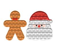 UJBVCX 2PCS Christmas Fidget Toy Set, Push and Bubble Sensory Fidget Toy, Sensory Squeeze Toys, Silicone Anti-Stress Anxiety Relief Toys(PèRe NoëL Et Bonhomme en Pain D'éPice)