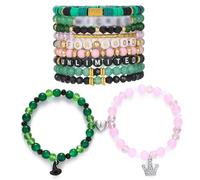 UJBVCX 3 Pièces Bracelets d'Amitié, Couronne et Chapeau de Sorcière, Vert Rose Bracelet Extensible, Wicked Merch pour Filles, Noël, Anniversaire
