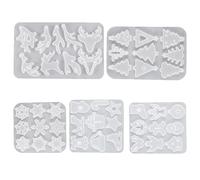 UJBVCX 5PCS Christmas Silicone Moulds, Moule Resine Epoxy, Silicone Mould for Pendant Mould Silicone Resin Epoxy for Christmas Tree Decoration DIY