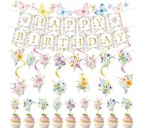 UJBVCX Décoration Anniversaire Spirale à Suspendre Guirlandes Fleurs, Guirlande Fleurs Sauvages Multicolores, Arguerites pour Déco Anniversaire Mariage Garden Party et Baby Showe