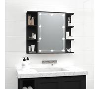 UJCHVHN Article-Armoire avec miroir LED noire 70 x 16,5 x 60 cm, Armoires et rangement, meuble-lavabo, meubles de salle de bain