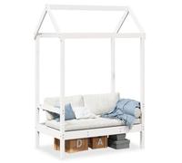 UJCHVHN Banc avec toit en bois massif Blanc 117,5 x 70 x 176,5 cm