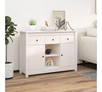 UJCHVHN Buffet blanc en bois massif 100 x 35 x 74,5 cm