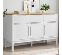 UJCHVHN Buffet Floro en bois massif Blanc 114 x 43 x 74 cm