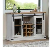 UJCHVHN Buffet Halden 2 portes coulissantes Blanc 112 x 40 x 80 cm Bois massif Armoires et Buffets de rangement et Buffets