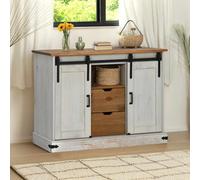 UJCHVHN Buffet Halden 2 portes coulissantes Blanc 112 x 40 x 80 cm Bois massif, armoires et rangement, buffets et buffets