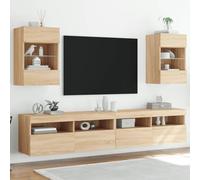 UJCHVHN Item-TV Armoires murales avec lumières LED 2 pièces Chêne Sonoma 40 x 30 x 60,5 cm, centres de divertissement et supports TV