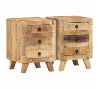 UJCHVHN Table de chevet 2 pièces 37 x 32 x 50 cm en bois massif de manguier brut