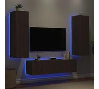 UJCHVHN Unités murales TV 6 pièces avec LED en chêne brun conçu, centres de divertissement et supports TV