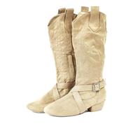 UJEDFHV Bottes Femme Elégantes Avec Bottes de danse swing style western JoSuede avec semelle en daim(Beige,26cm)