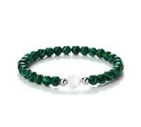 UJEDFHV bracelet de perles 6mm Natural Stone Beads Bracelets Women Men Heart Shaped Shell Elastic Bracelet Jewelry(Green1)