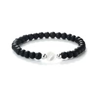 UJEDFHV bracelet de perles 6mm Natural Stone Beads Bracelets Women Men Heart Shaped Shell Elastic Bracelet Jewelry(Matte Black)
