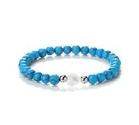UJEDFHV bracelet de perles 6mm Natural Stone Beads Bracelets Women Men Heart Shaped Shell Elastic Bracelet Jewelry(Blue)