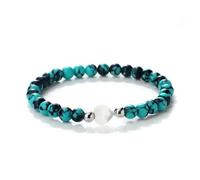 UJEDFHV bracelet de perles 6mm Natural Stone Beads Bracelets Women Men Heart Shaped Shell Elastic Bracelet Jewelry(Blue Black)