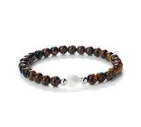 UJEDFHV bracelet de perles 6mm Natural Stone Beads Bracelets Women Men Heart Shaped Shell Elastic Bracelet Jewelry(Brown)