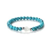 UJEDFHV bracelet de perles 6mm Natural Stone Beads Bracelets Women Men Heart Shaped Shell Elastic Bracelet Jewelry(Light Blue)